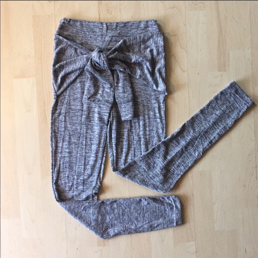 Grey Tie Front Sweatpants